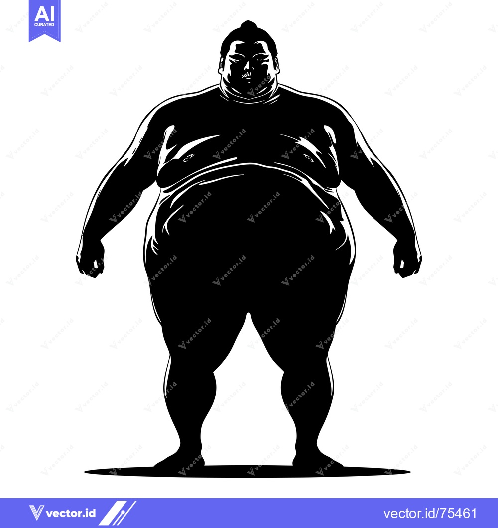 Premium Vector of Silhouette of a Sumo Wrestler Standing with a Serious Expression