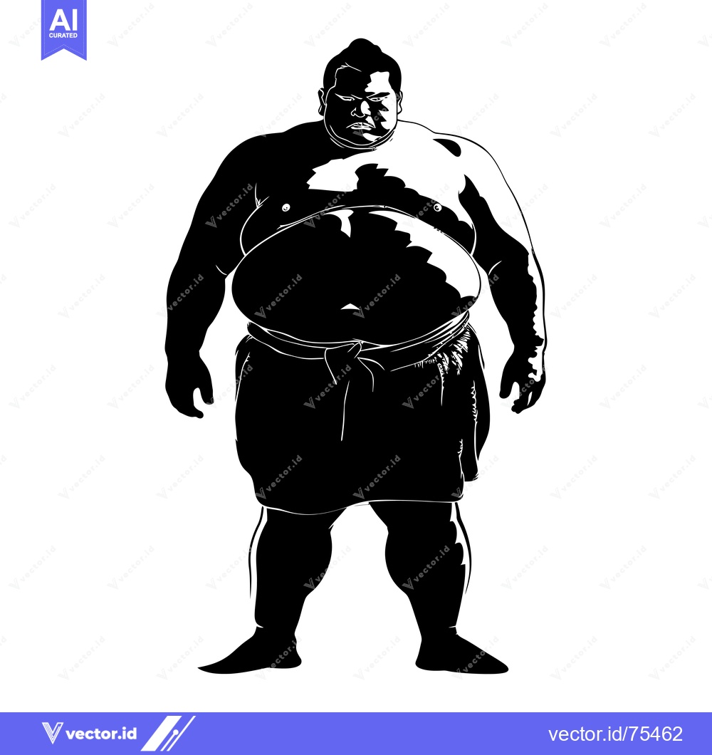 Premium Vector dari Silhouette of a Sumo Wrestler in a Fighting Stance