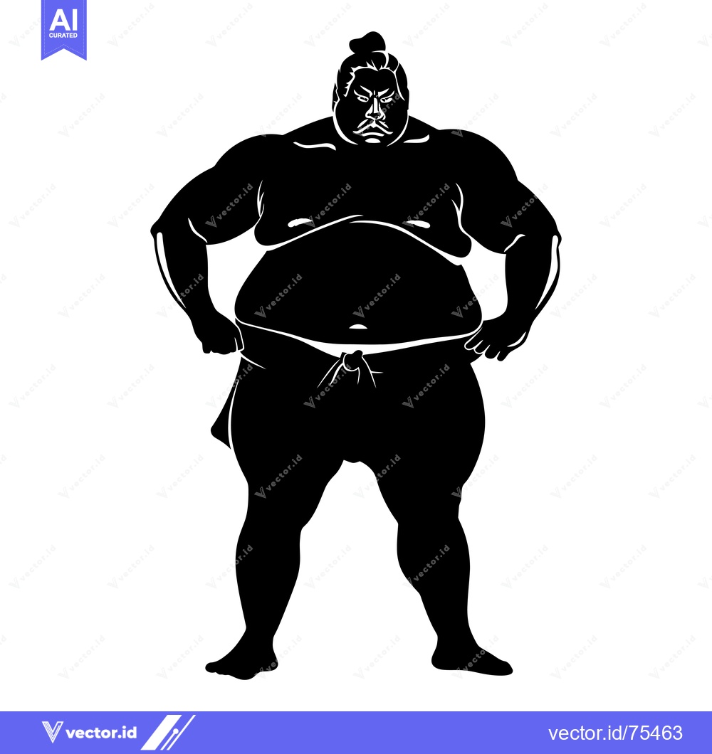 Premium Vector dari Silhouette of a Sumo Wrestler with a Serious Expression