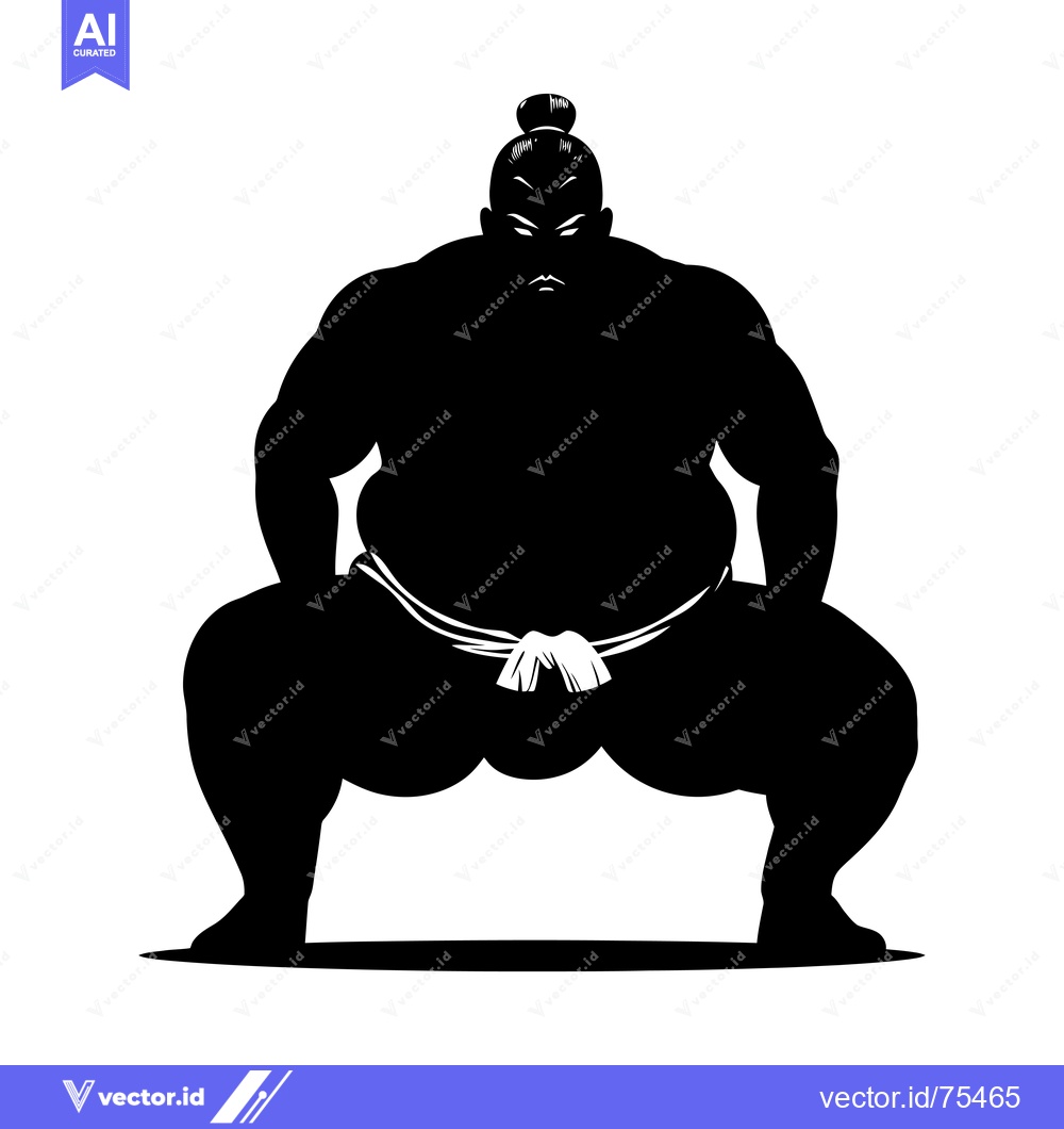 Premium Vector dari Silhouette of a Sumo Wrestler in a Fighting Stance