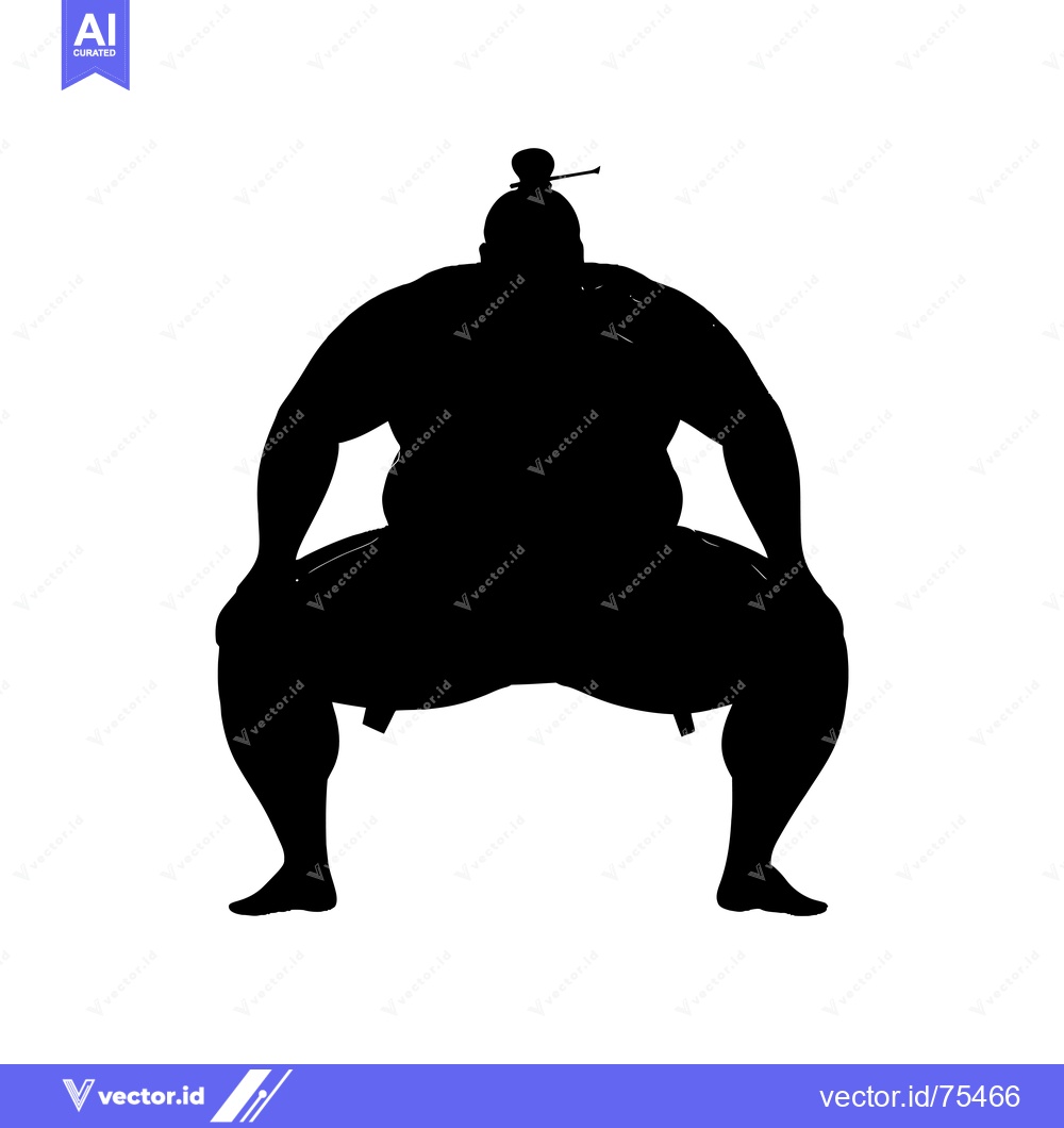 Premium Vector dari A Black and White Silhouette of a Sumo Wrestler in a Fighting Stance