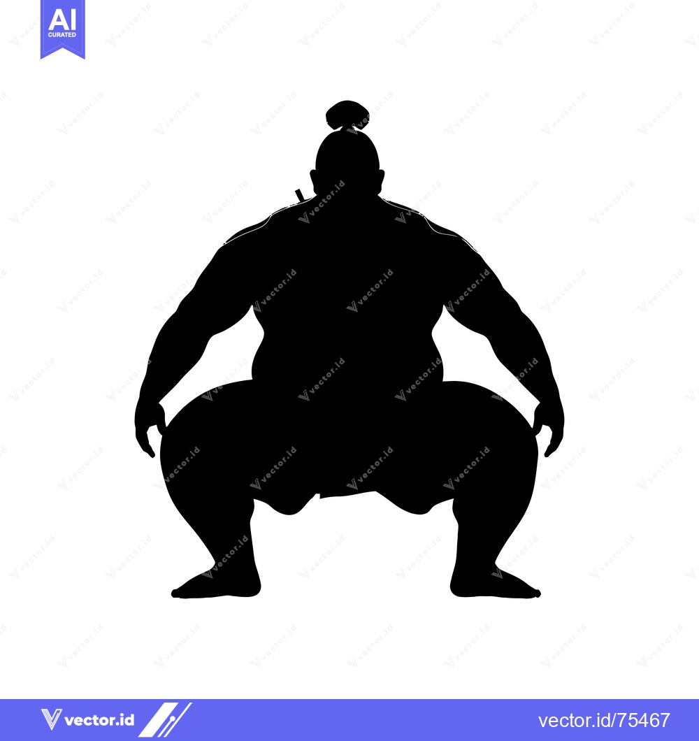 Premium Vector dari Silhouette of a Sumo Wrestler in a Fighting Stance