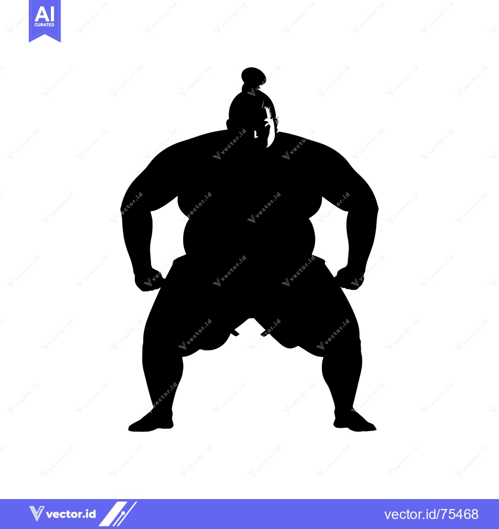 Premium Vector dari Silhouette of a Sumo Wrestler in Fighting Stance