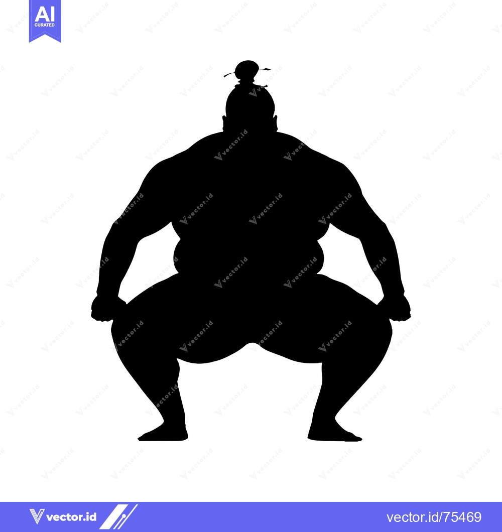 Premium Vector dari Silhouette of a Sumo Wrestler in a Fighting Stance