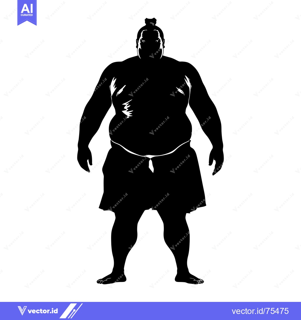 Premium Vector dari Black and White Silhouette of a Sumo Wrestler