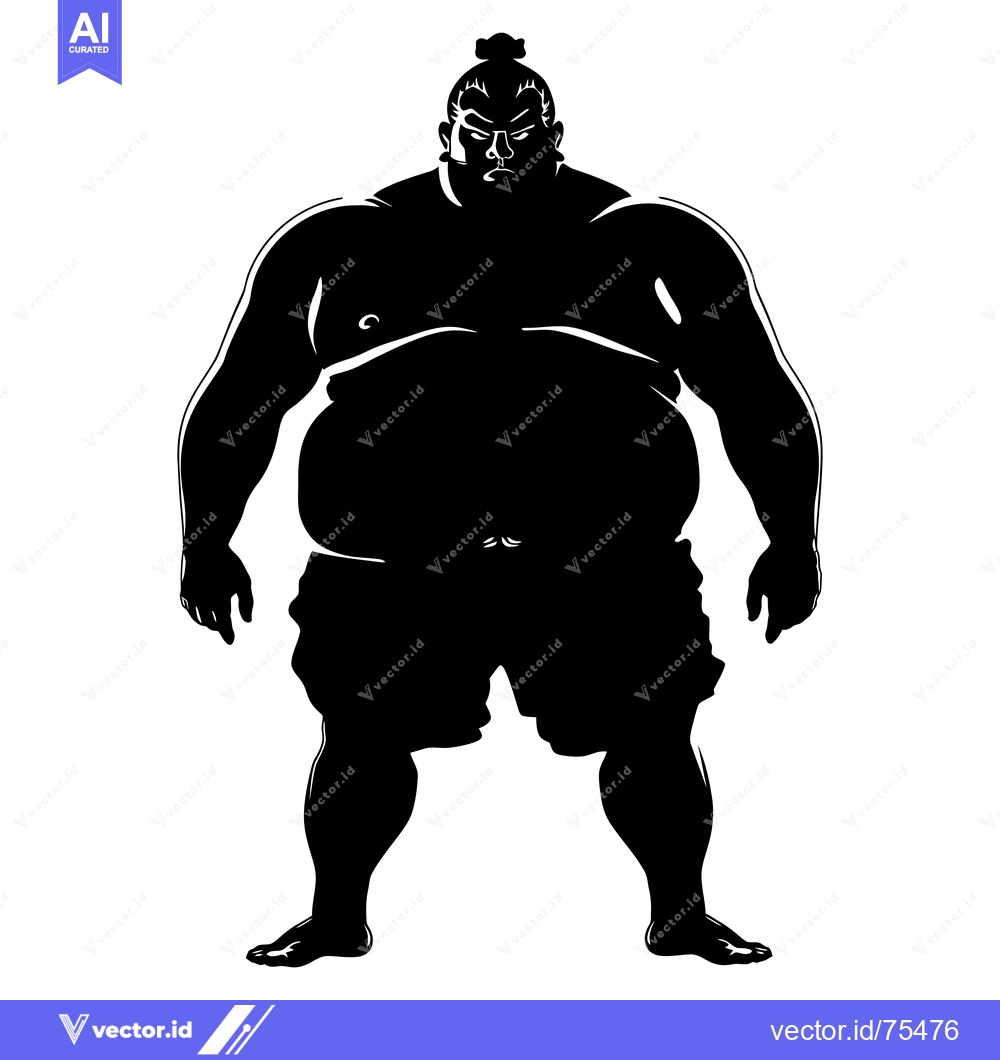 Premium Vector of Silhouette of a Sumo Wrestler with a Serious Expression