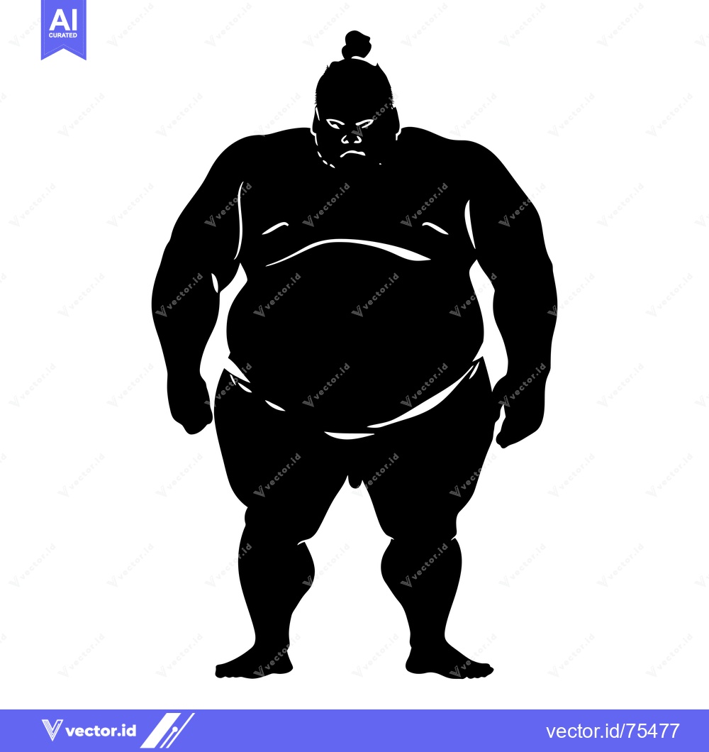 Premium Vector of Silhouette of a Sumo Wrestler with a Serious Expression