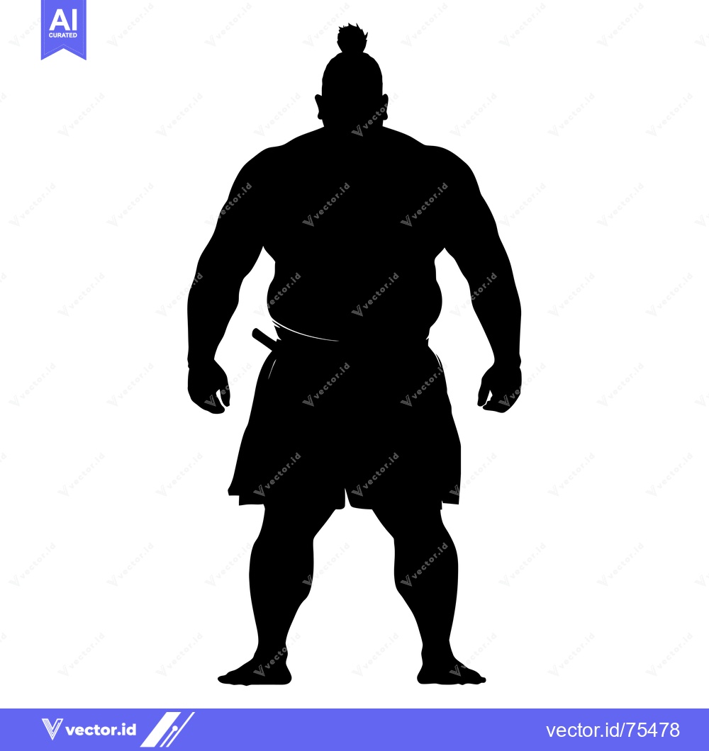 Premium Vector dari Silhouette of a Sumo Wrestler with a Topknot Hairstyle