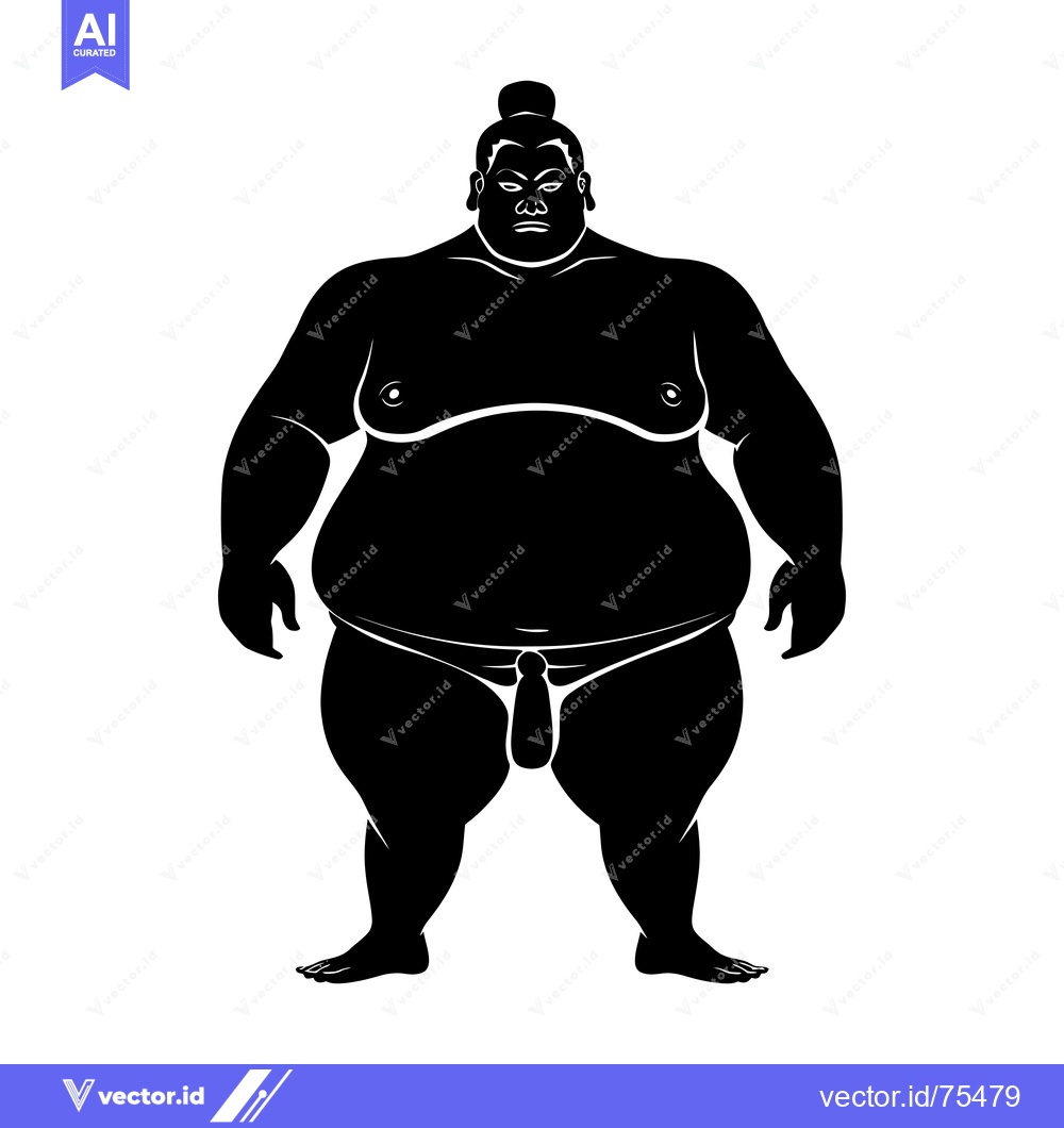Premium Vector dari Silhouette of a Sumo Wrestler in a Traditional Fighting Stance