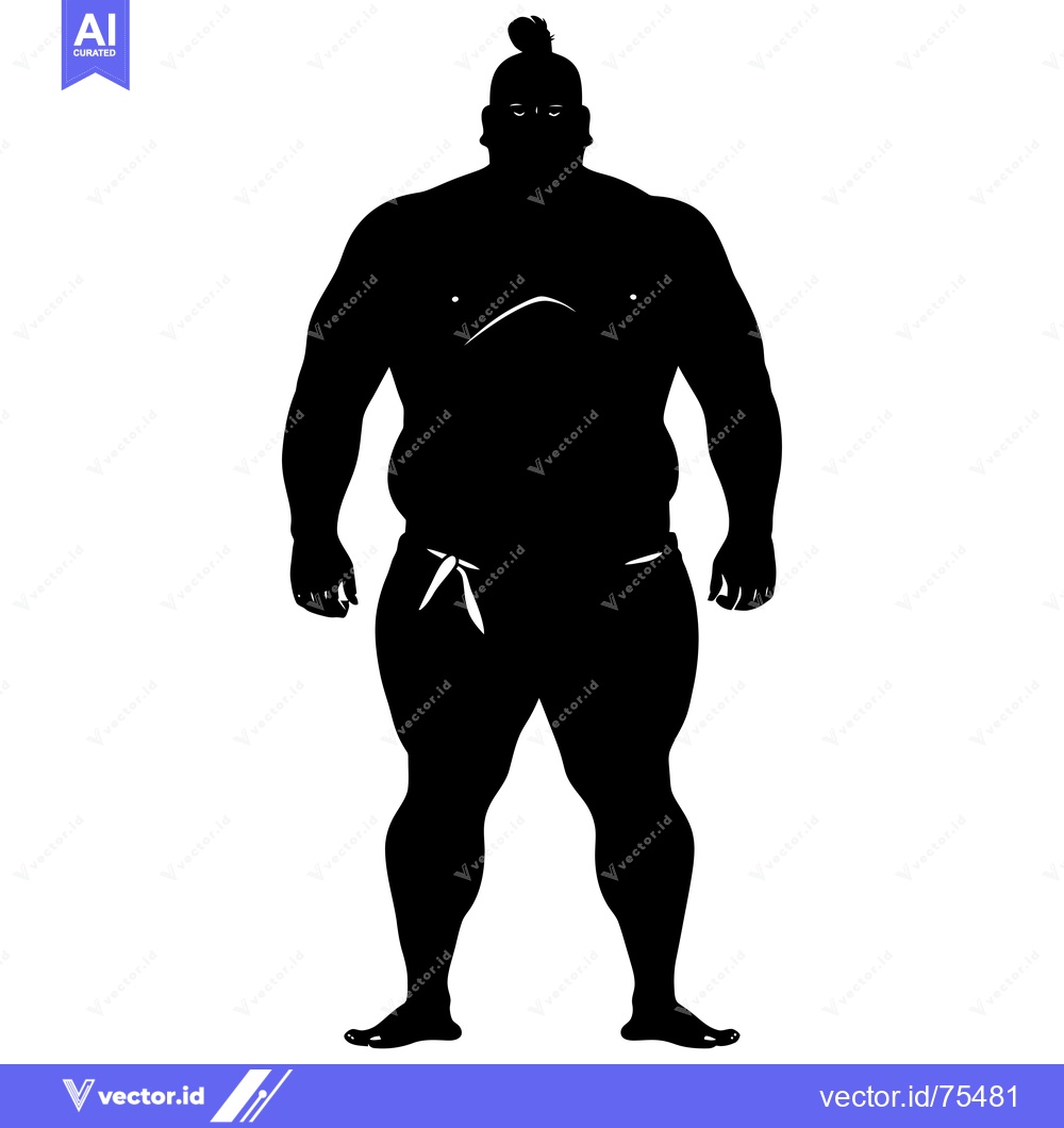 Premium Vector of Silhouette of a Muscular Man with a Top Knot Hairstyle