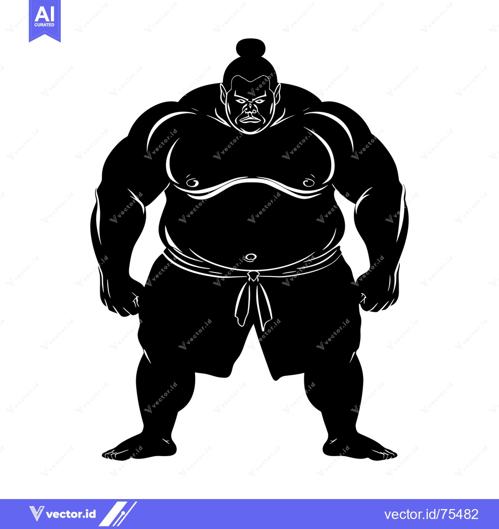 Premium Vector dari Black and White Silhouette of a Sumo Wrestler