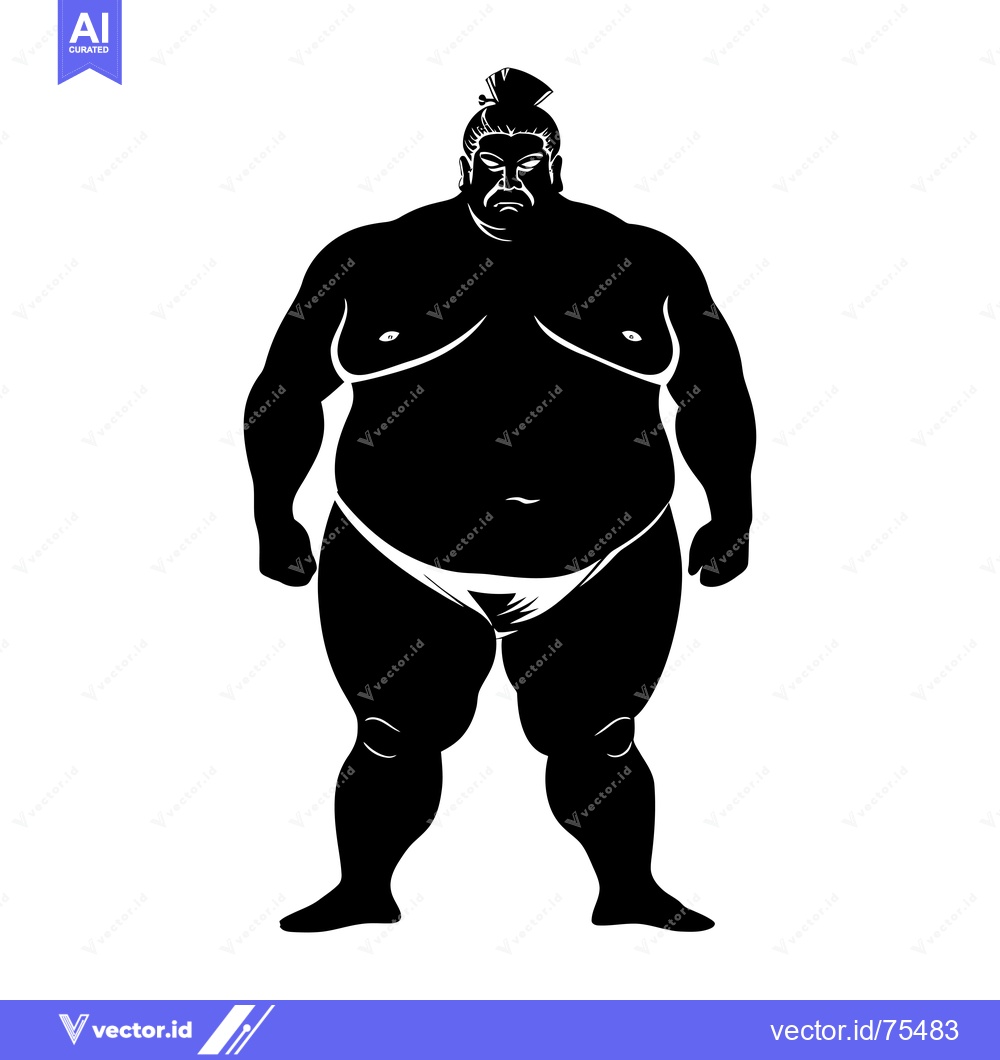 Premium Vector dari Silhouette of a Sumo Wrestler with a Serious Expression