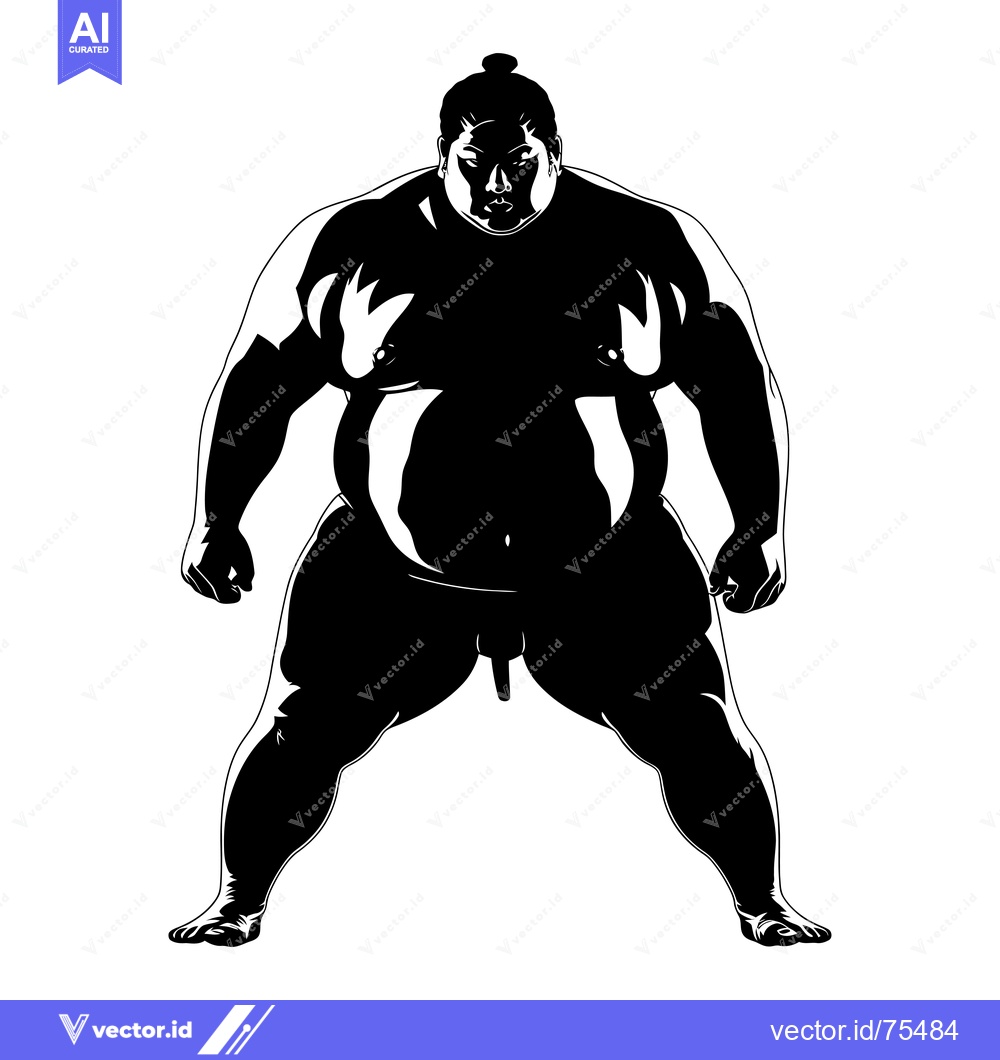 Premium Vector of Silhouette of a Sumo Wrestler in a Fighting Stance