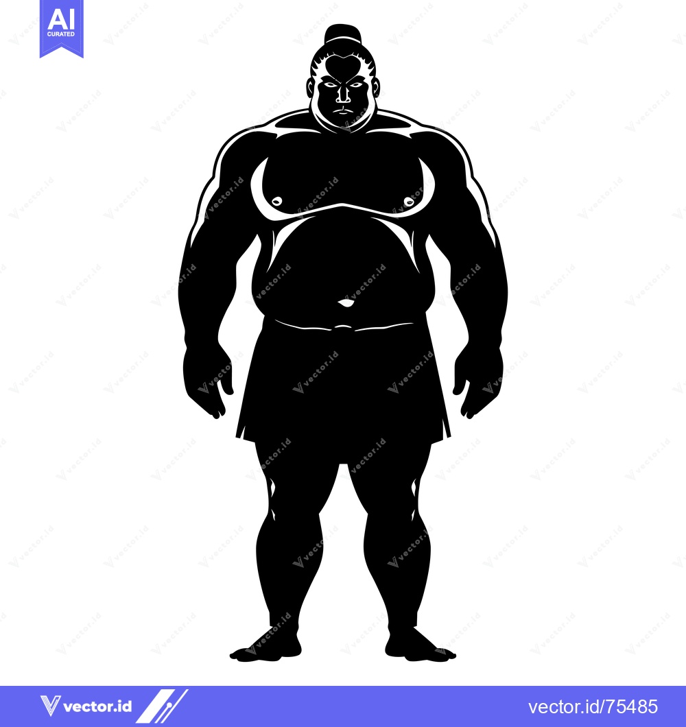 Premium Vector of Silhouette of a Sumo Wrestler Standing in a Fighting Stance