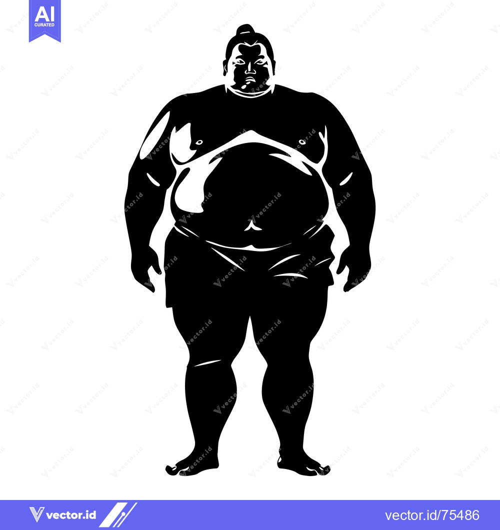 Premium Vector of Silhouette of a Sumo Wrestler Standing with a Serious Expression