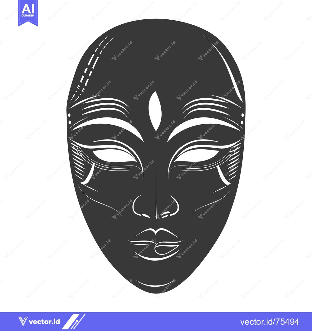 Premium Vector of Black and White Mask with Tribal Design Elements