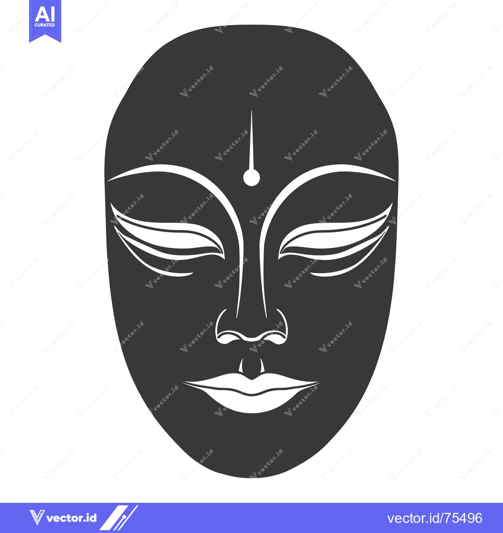 Premium Vector dari A Black and White Mask with a Serene Expression