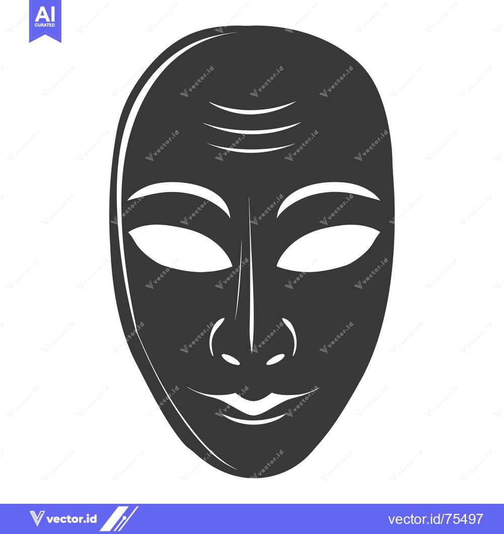 Premium Vector dari Black and White Illustration of a Smiling Mask
