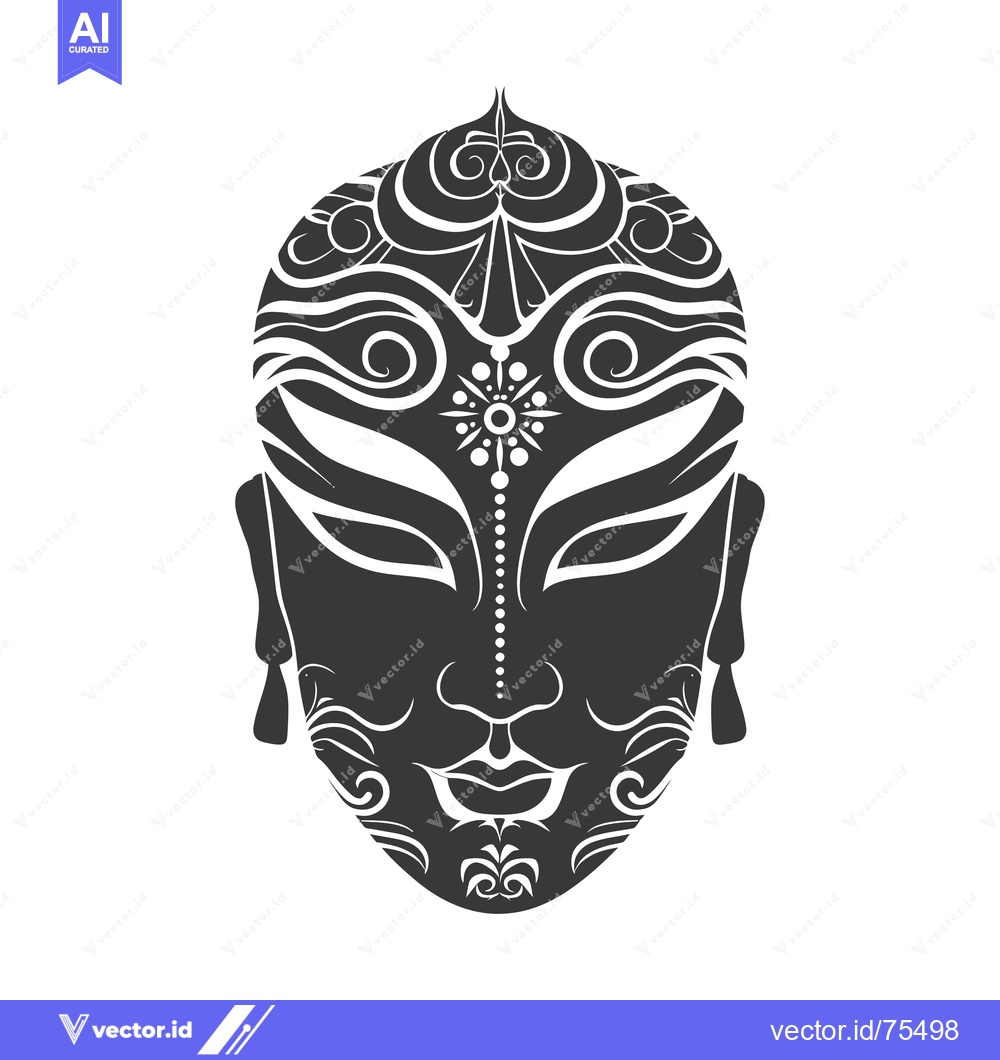 Premium Vector of A Black and White Illustration of a Face with Ornate Detailing