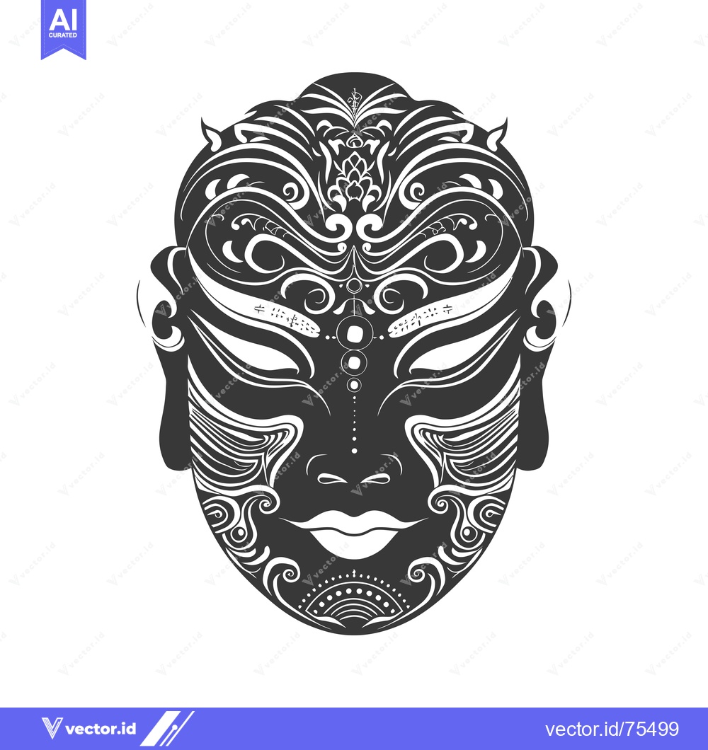 Premium Vector of Ornate Black and White Mask with Intricate Floral Design