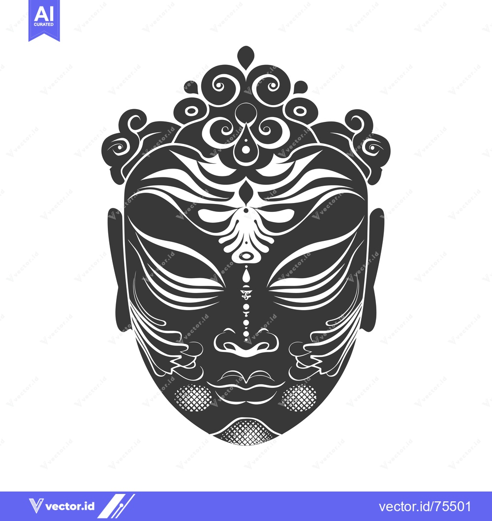 Premium Vector dari Stylized Black and White Face with Ornate Details