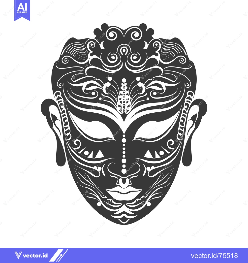 Premium Vector dari Ornate Black and White Mask with Intricate Floral Design