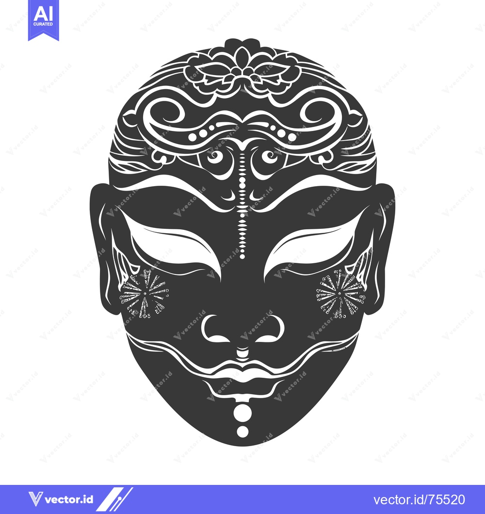 Premium Vector dari Ornate Black and White Mask with Intricate Floral Designs