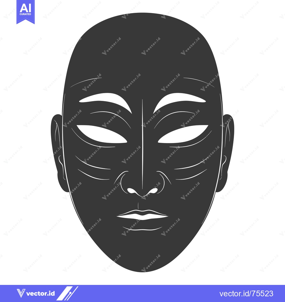 Premium Vector dari A Black and White Illustration of a Human Face with Closed Eyes