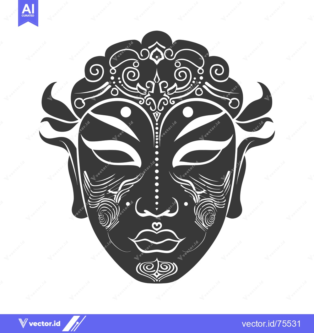 Premium Vector dari Ornate Black and White Mask with Floral Motifs