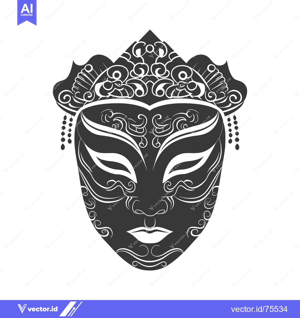 Premium Vector of Intricately Designed Black and White Ornamental Mask