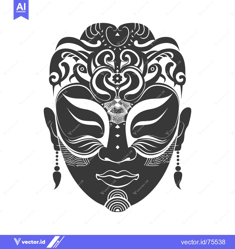 Premium Vector of Ornate Black and White Mask with Eyes Closed