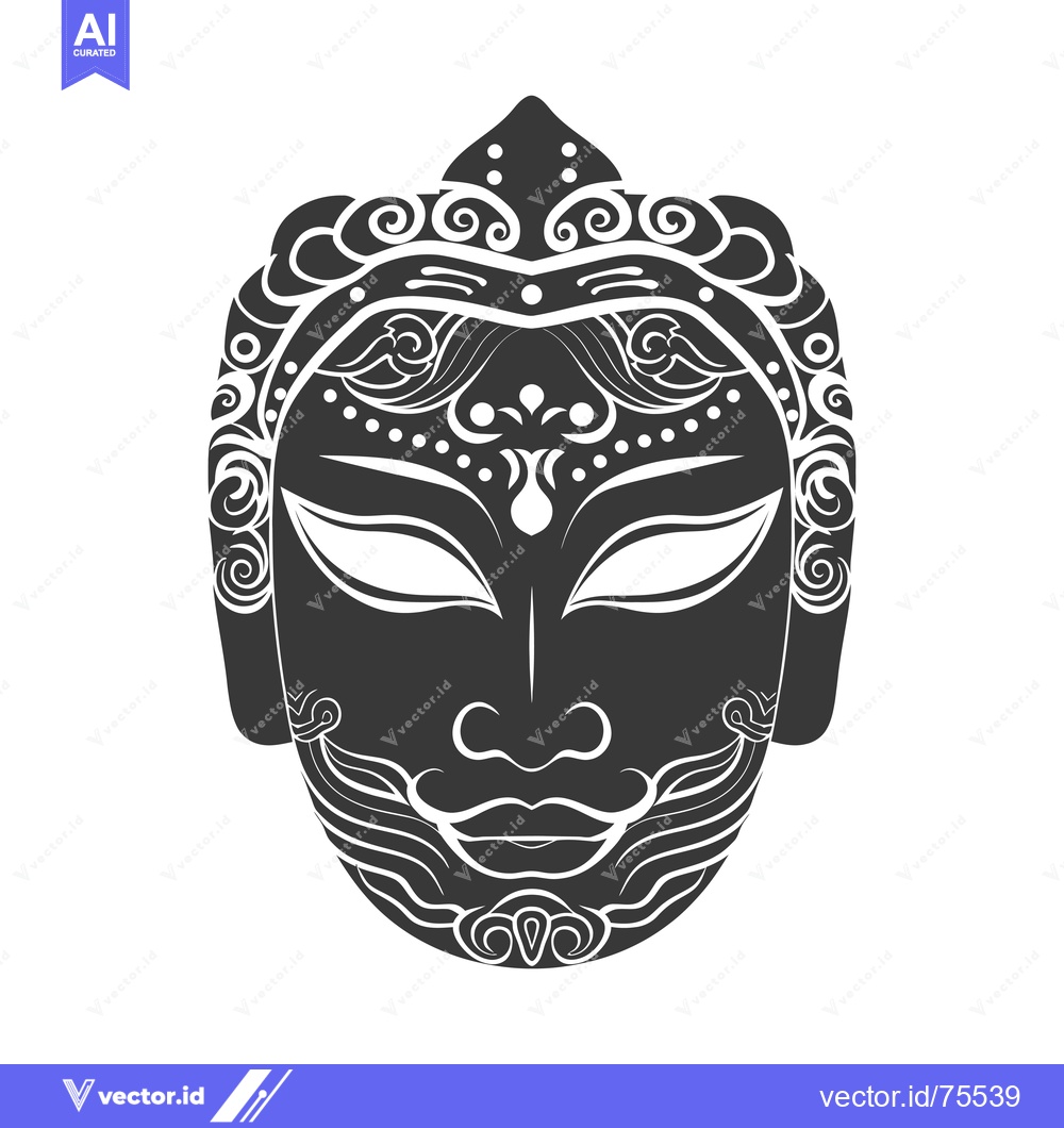 Premium Vector dari Stylized Black and White Mask with Intricate Floral and Geometric Patt