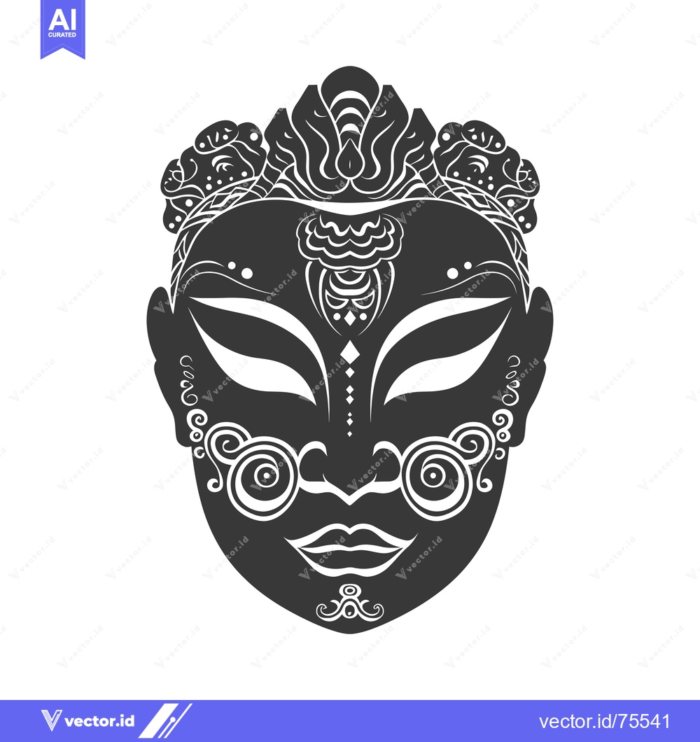 Premium Vector of Ornate Black and White Mask with Intricate Floral Designs