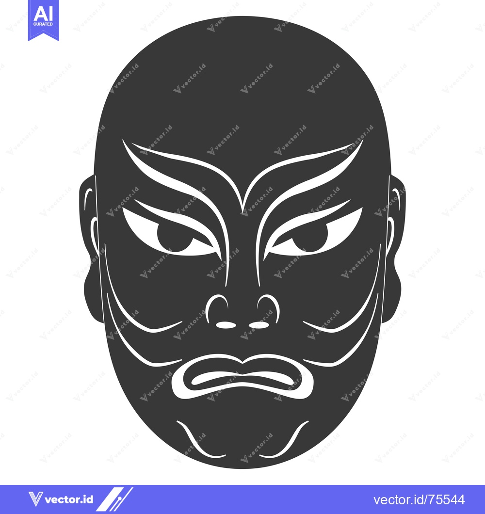 Premium Vector of A Stylized Black and White Illustration of a Face Wearing a Mask