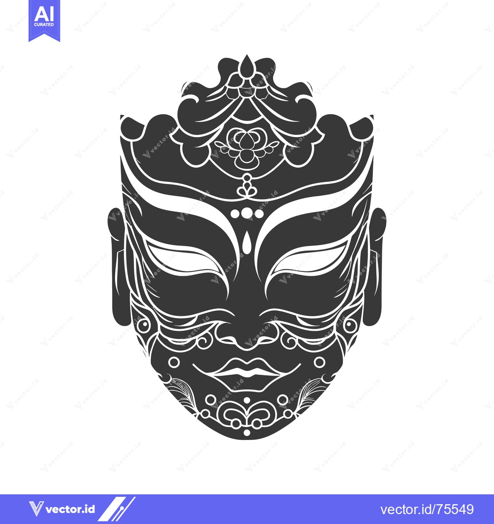 Premium Vector of Intricately Designed Black and White Mask with Floral Elements