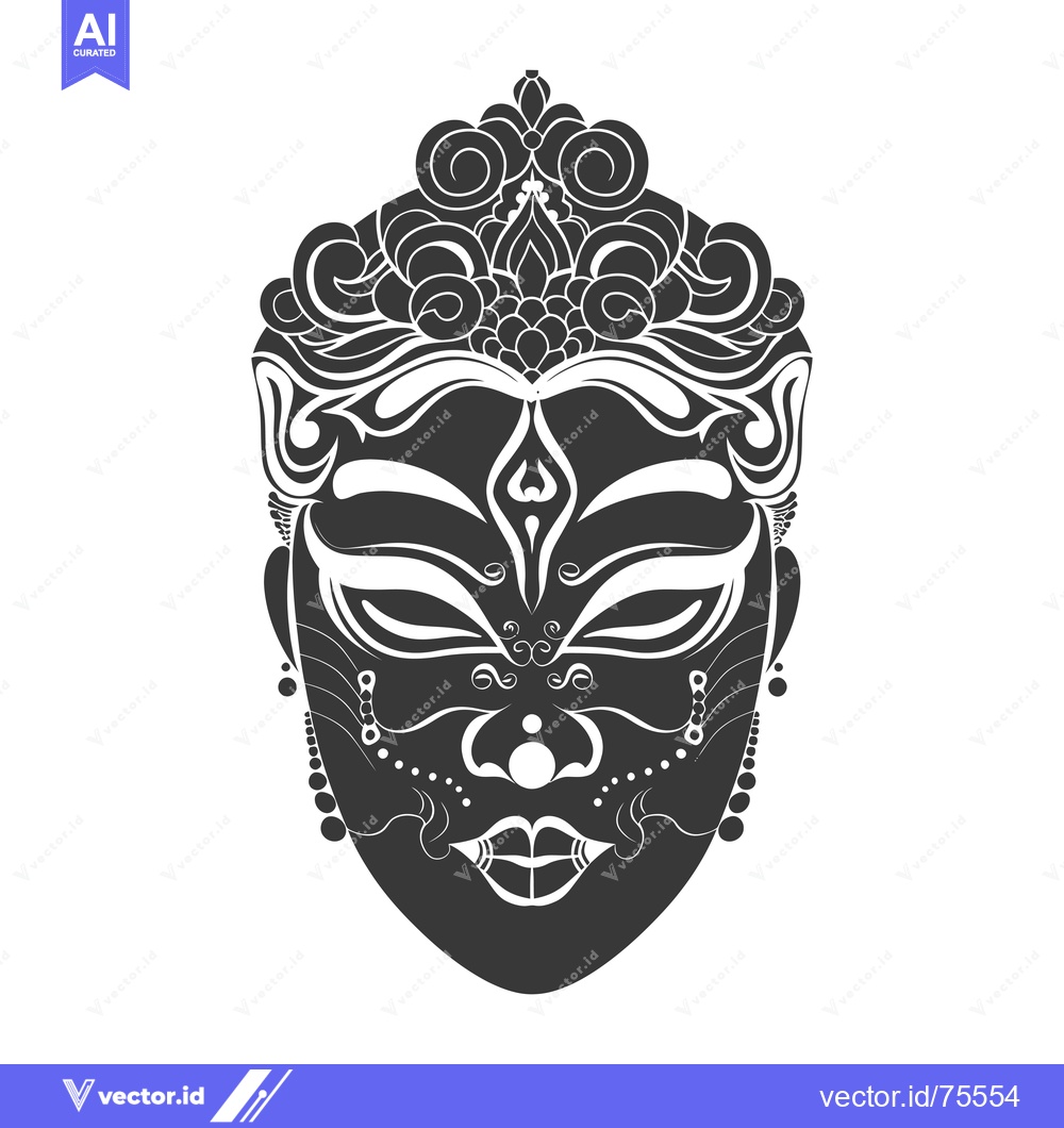 Premium Vector dari Black and White Ornamental Mask with Crown