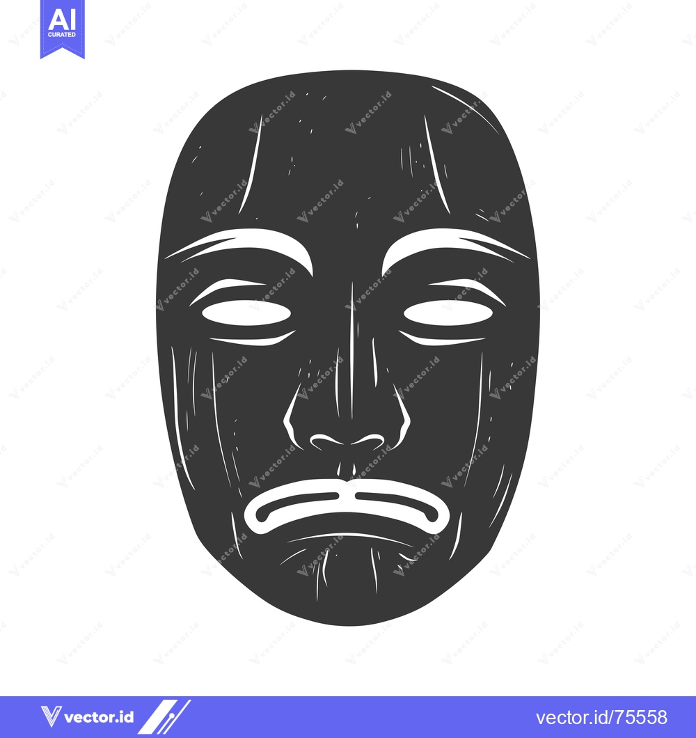 Premium Vector dari Black and white illustration of a stylized face mask