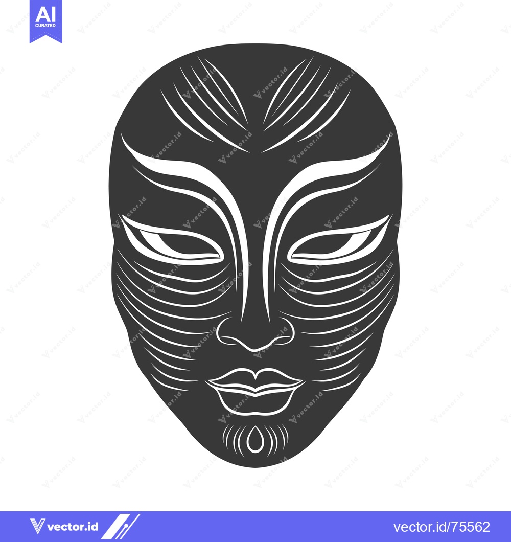 Premium Vector dari Black and white stylized illustration of a face with a goatee
