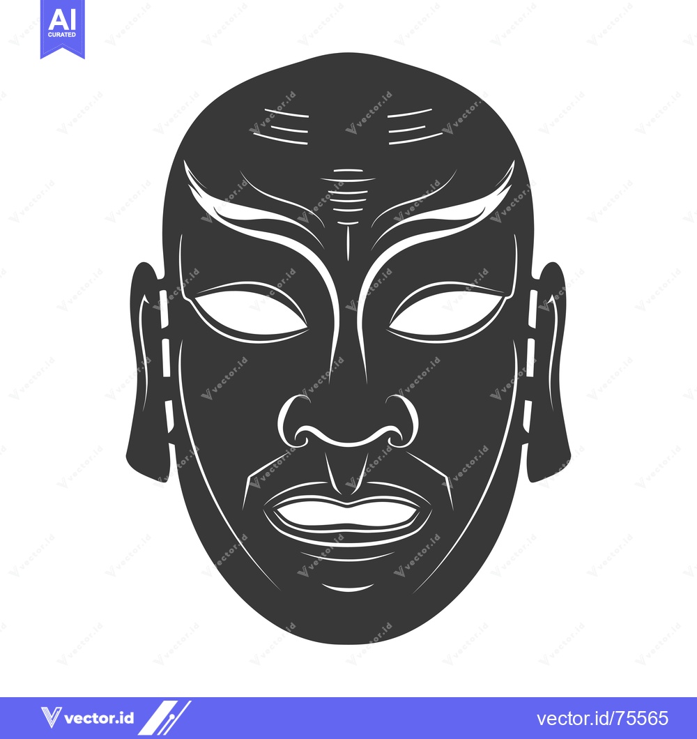 Premium Vector dari Black and White Stylized Human Face Mask with Intricate Details