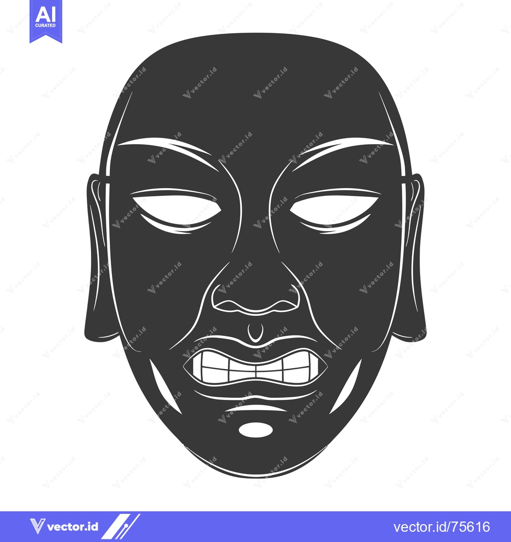 Premium Vector of Black and White Illustration of a Frowning Face Mask