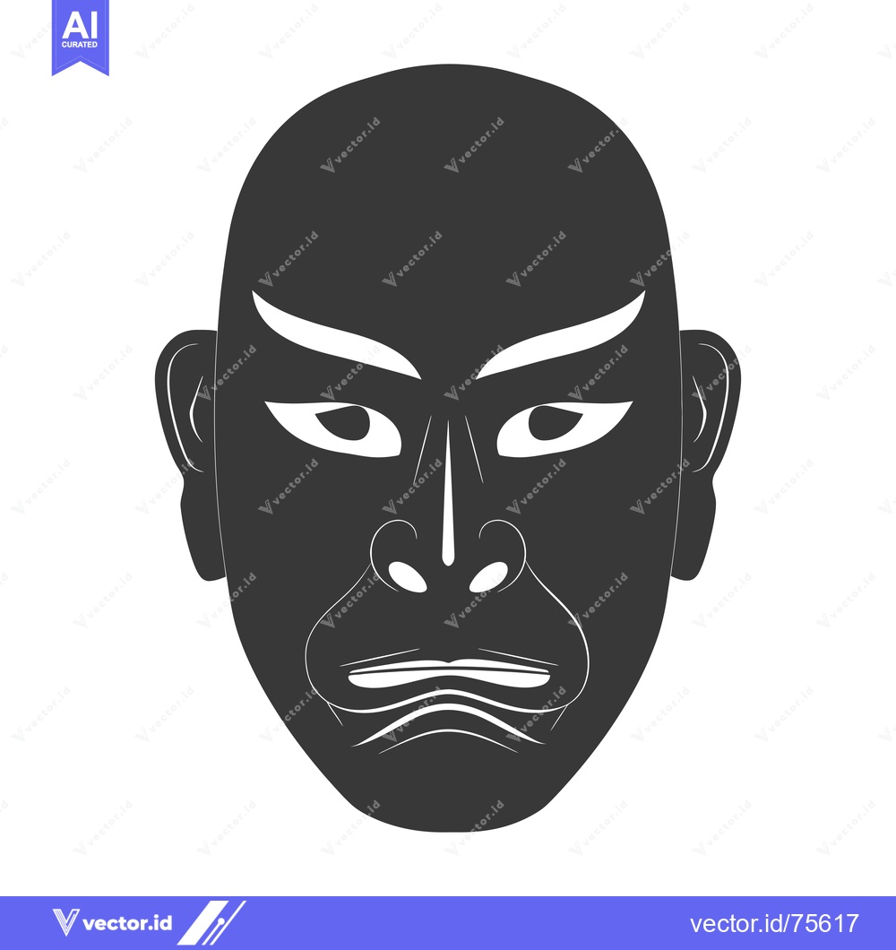 Premium Vector dari A Black and White Illustration of a Traditional Japanese Mask