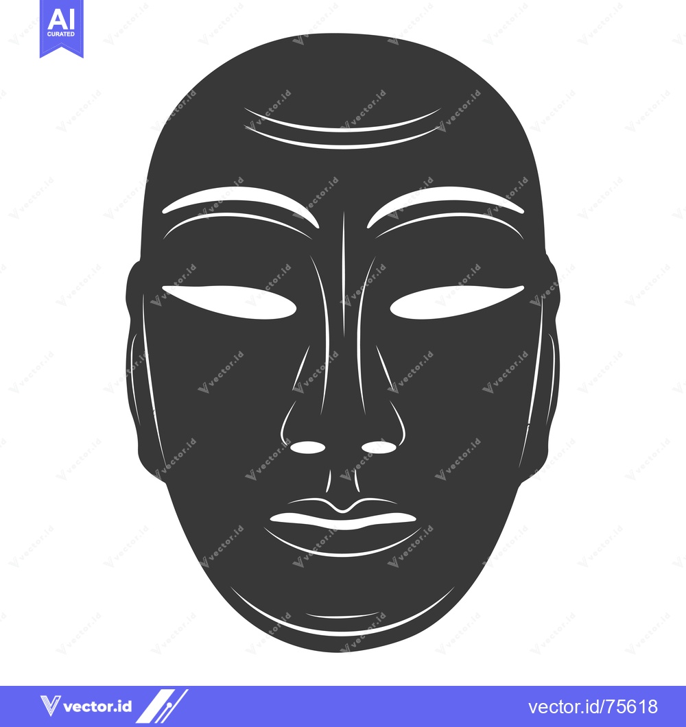 Premium Vector of Black and White Stylized Human Face with White Eyes
