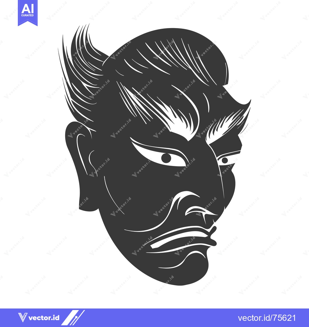 Premium Vector of A Stylized Silhouette of a Man's Face with a Frowning Expression