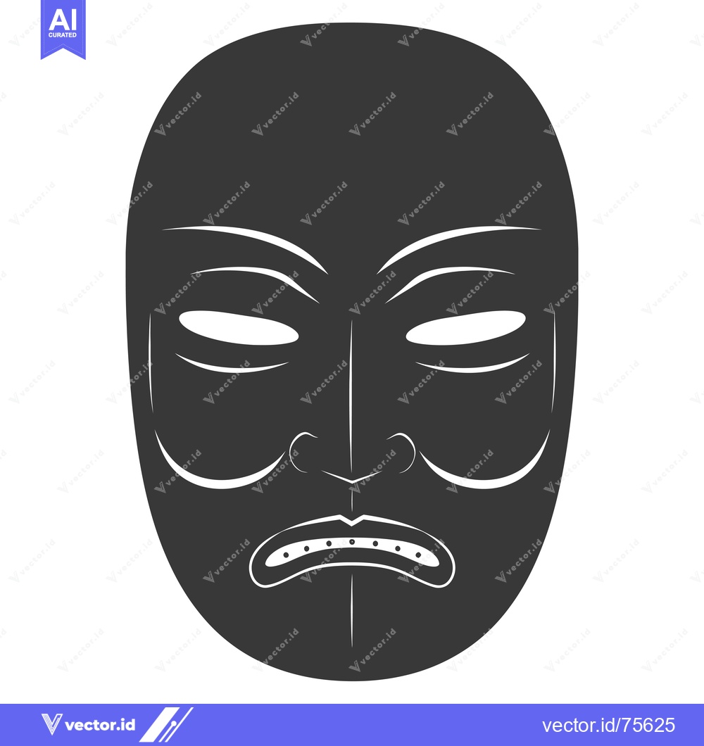 Premium Vector of Black and White Mask with Frowning Expression