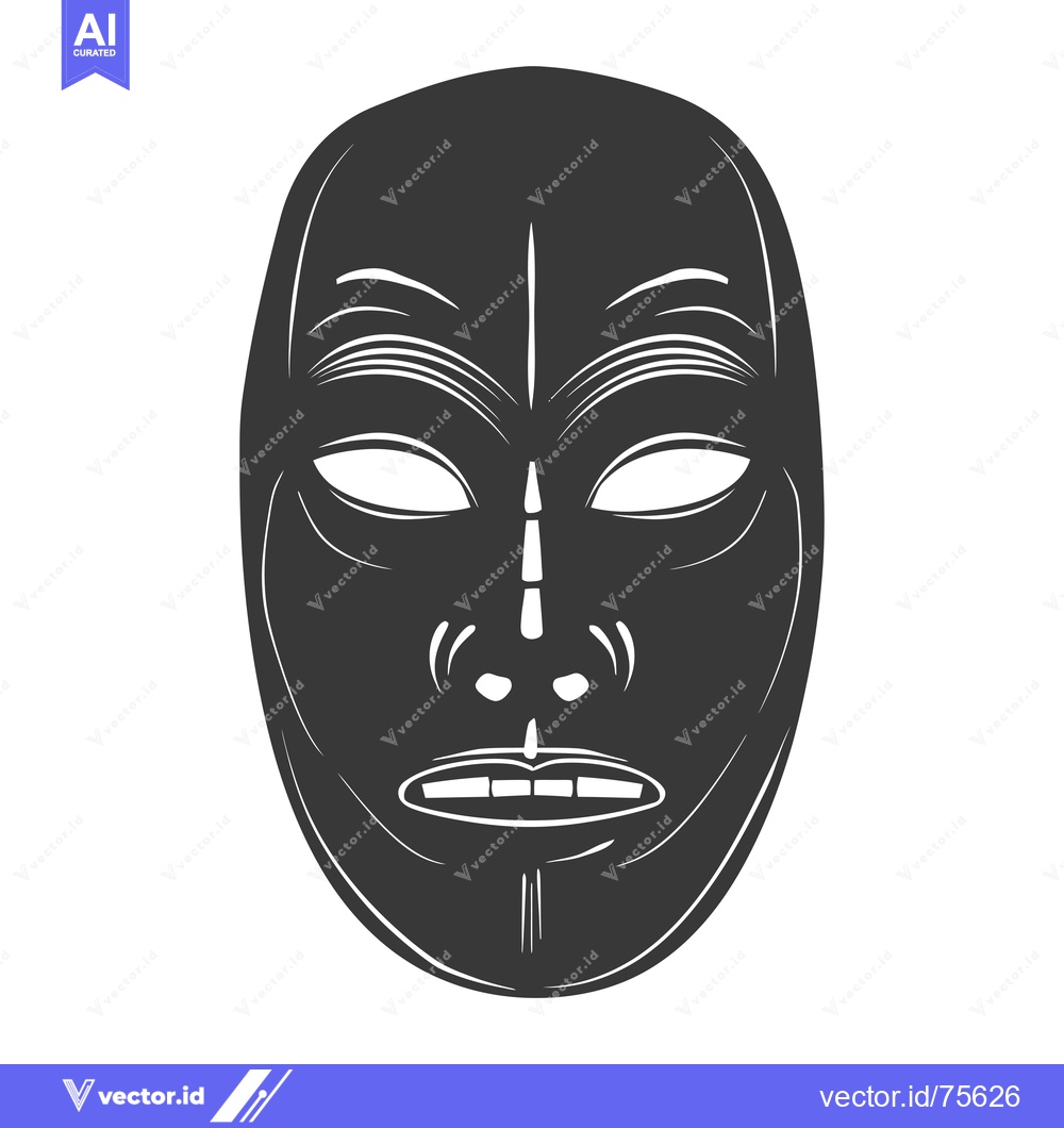Premium Vector dari Black and White Illustration of a Tribal Mask