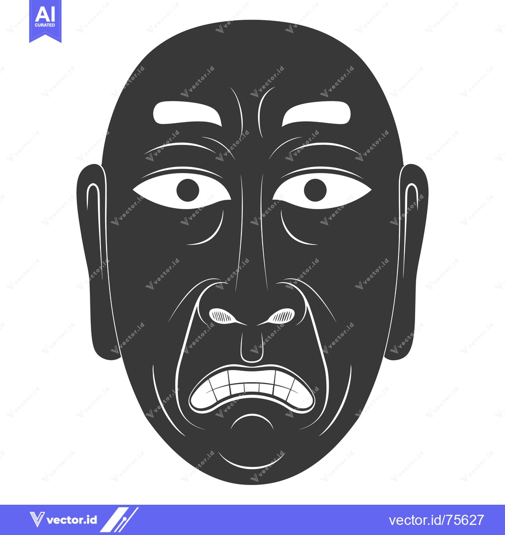 Premium Vector dari A Black and White Illustration of a Fearful Face