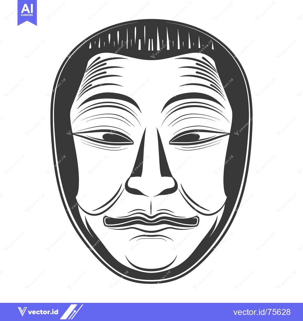 Premium Vector dari Traditional Japanese Noh Mask with Serious Expression