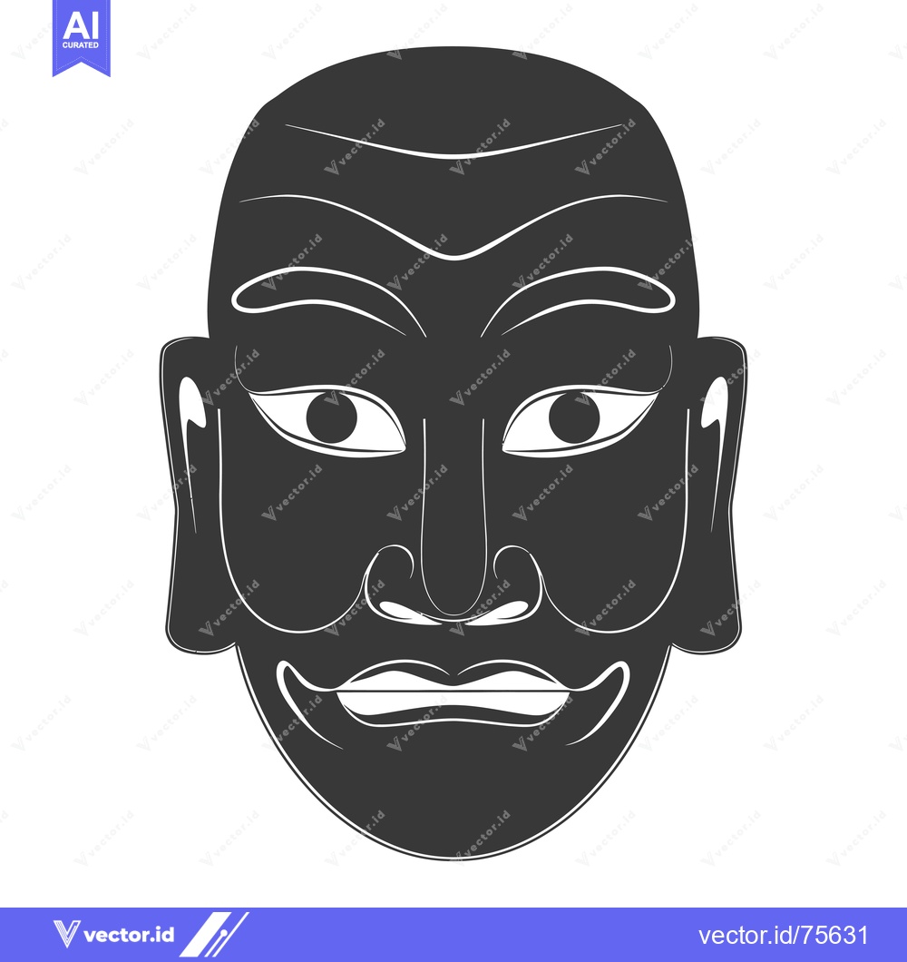 Premium Vector of Black and White Illustration of a Smiling Male Face