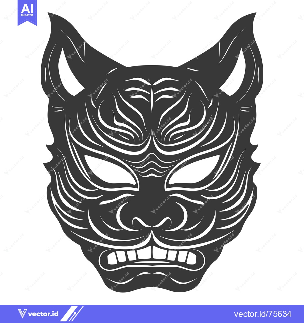 Premium Vector dari A Detailed Black and White Illustration of a Ferocious Animal Mask
