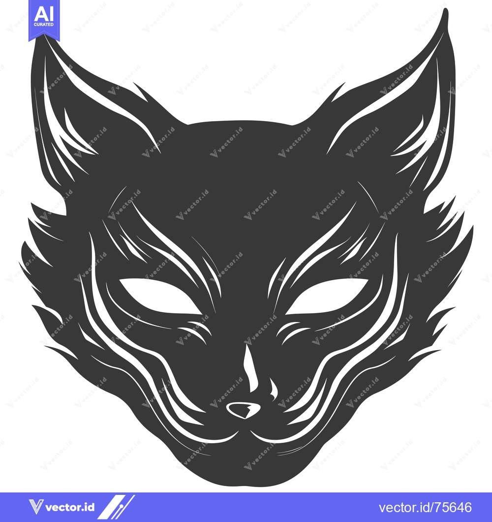 Premium Vector dari Stylized Black and White Fox Mask Illustration